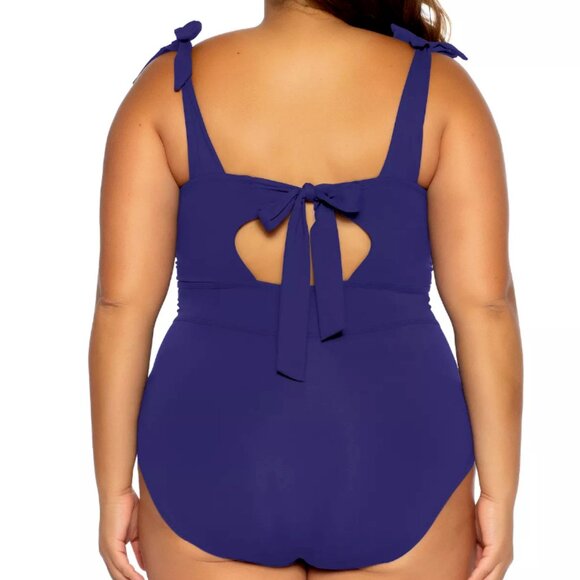 NWT! Becca Etc Santorini Shoulder Tie One Piece Swimsuit NEW! - Picture 2 of 2